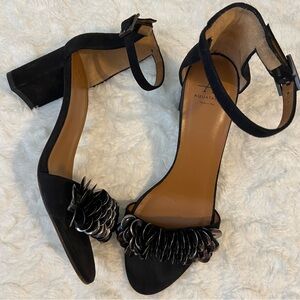 EUC Aquatalia Block Heel Anke Strap Sandals Suede Italy